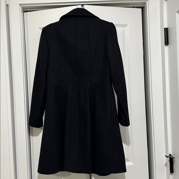 Long Dress Coat Womens Black Wool Coat. Full length Slight Flare Sz M EUC - Picture 3 of 5
